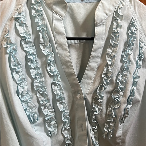 Express Blue Ruffle Blouse - Picture 2 of 5